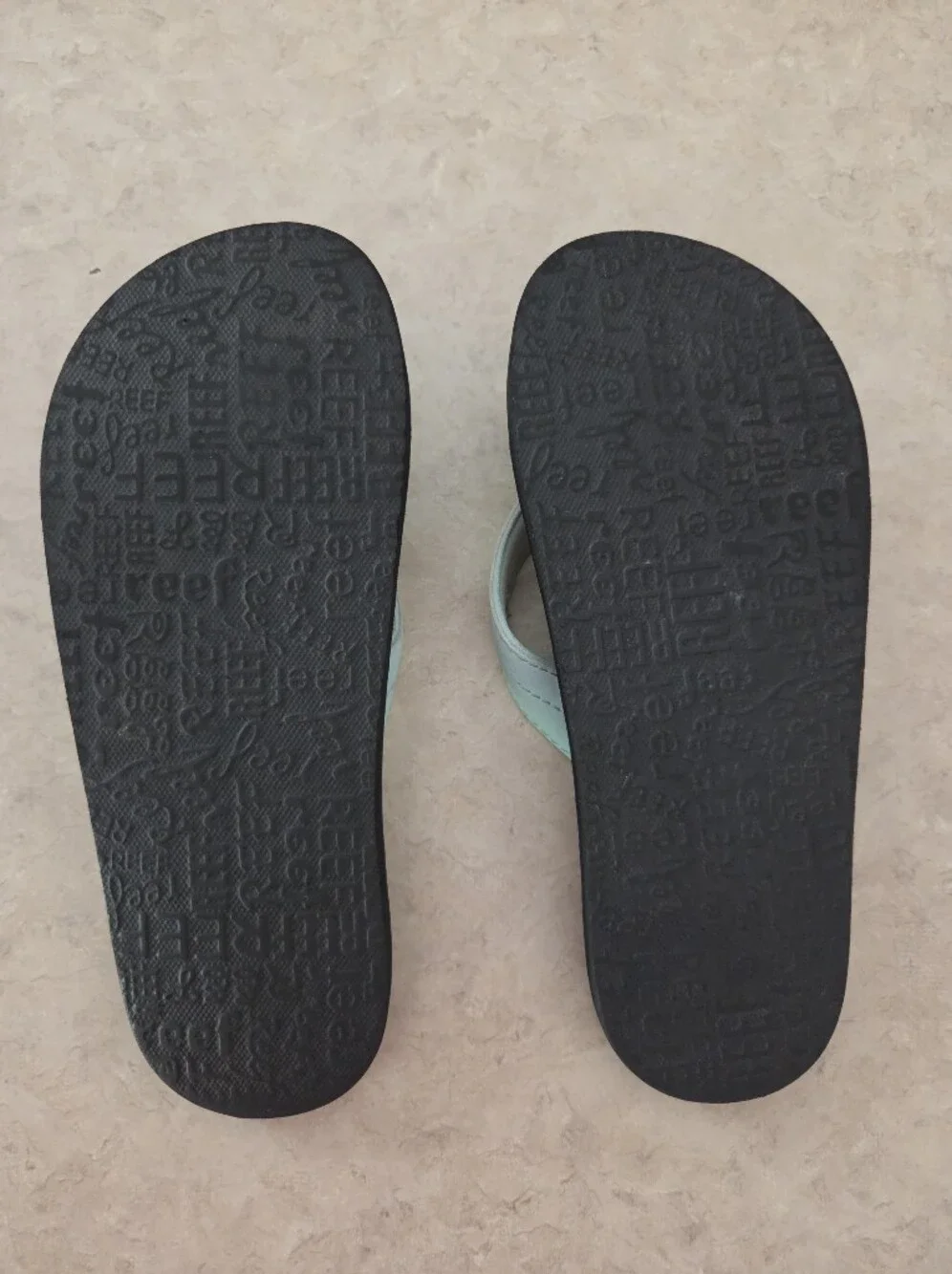 Reef Kids Mint Strap Flip Flops with Black Mermaid Print